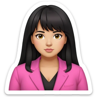 Latina girl with bangs black long hair plus size black and pink blazer sticker