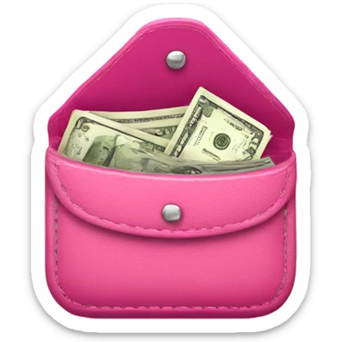 Pink Wallet with money sticker