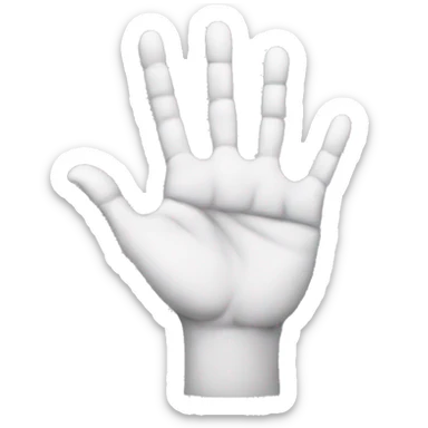 Left hand palm with middle, ring and pinky fingers together, pointer finger seprat and thumb separate sticker