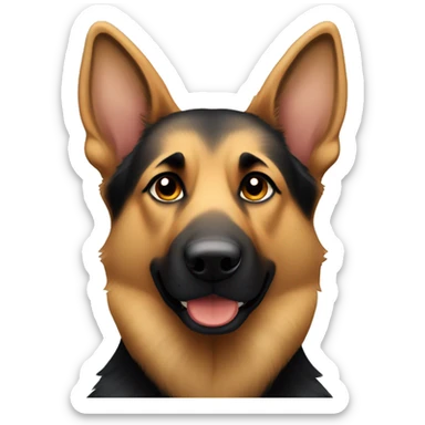 a german shepherd that is mostly black but has tan cheeks and tan eyebrows sticker