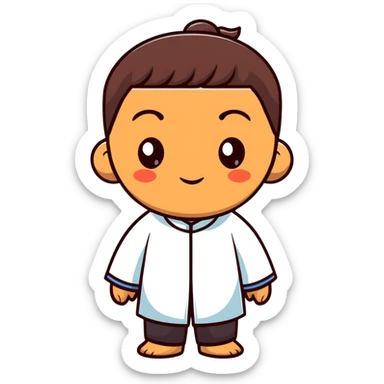 Person with Chinese appearance, darker skin tone, and narrow eyes, friendly expression sticker