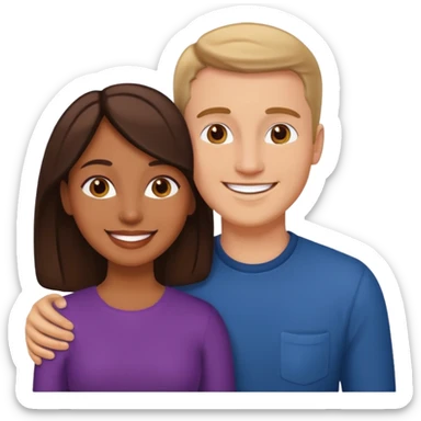 Pareja romántica el hombre blanco y la mujer morena sticker