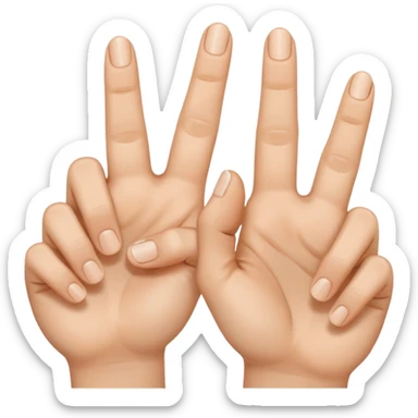 Fais-moi demain coller les unes à côté des autres. La première main gauche le pouce, l’index, majeur sont levé alors que l’annulaire et auriculaire sont repliés. Reproduit la même chose pour la main droite. sticker