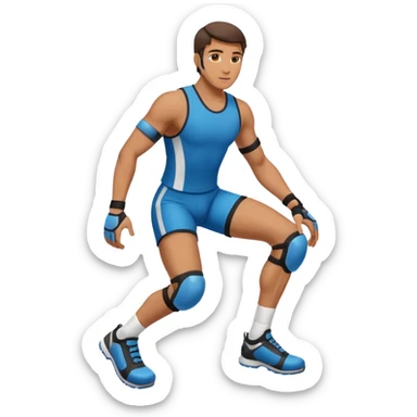 man with knee pad sticker
