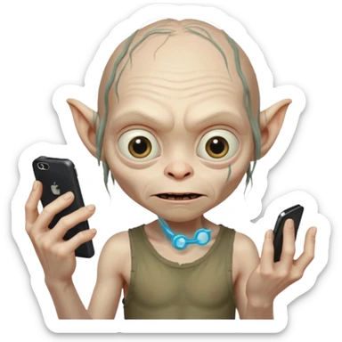 gollum typing a cellphone sticker