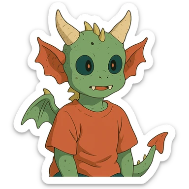kid with features that are 20% dragon, 60% alien, and 20% demon sticker