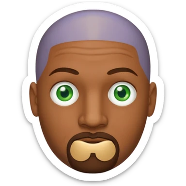 bald man's face, with brown goatee and green eyes, oval face, rounded, big sticker