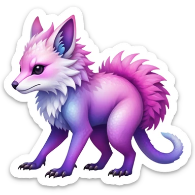 Cool Edgy Purple-pink-white-gradient ethereal badass Fionbri-Vernid-Trico-animal-creature full body sticker