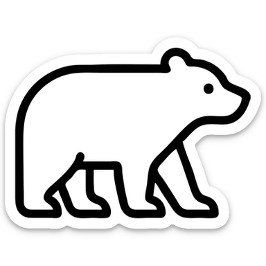bear, solid black icon style, silhouette, strong and clear shape, no fill sticker