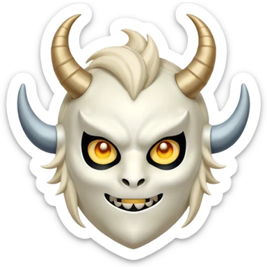 Hilichurl monster from Genshin Impact, wearing a white round mask with horns  sticker