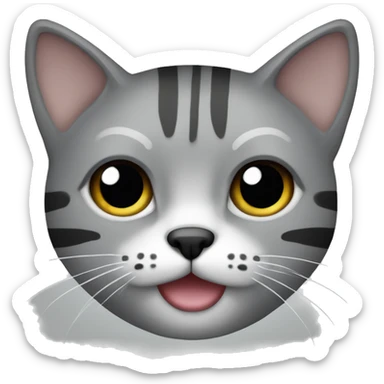 gato color gris con rayas negras en la cara sticker