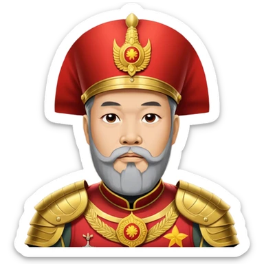 ​Cinematic Realistic Portrait of Trần Hưng Đạo, depicted as a revered Vietnamese general with his characteristic traditional Vietnamese beard and historic armor, his determined gaze illuminated by dramatic historical lighting that evokes his legendary martial spirit and leadership, sticker