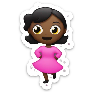 Dancing speech bubble dots pink , with black woman animated gif sticker