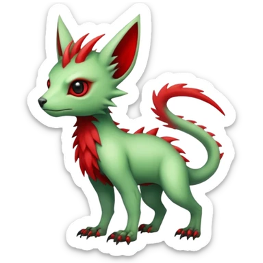 Cool Edgy Green Red ethereal badass punky Fionbri-Vernid-Trico-animal-creature full body sticker
