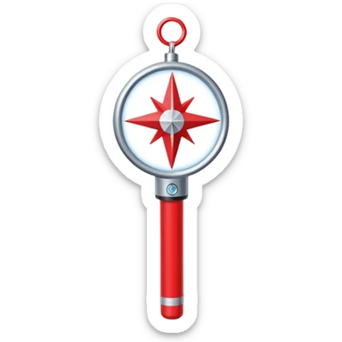 The korean Kpop boy group "Stray Kids" lightstick. The lightstick is red and white with a compass star in the middle of a black background. sticker