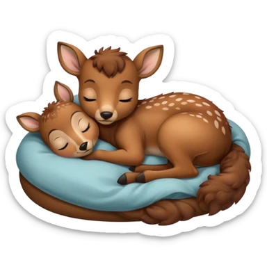 Baby deer sleeping in bed sticker