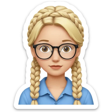 blonde braided girl with glasses sticker