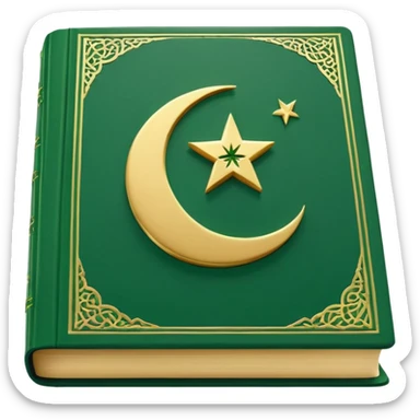 Closed Quran with the Islamic Symbol on it (moon and star) green from left to right sticker