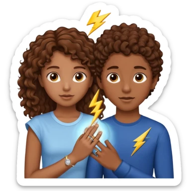 a 15 year old girl with brown curly hair but she has lightnings in it with a brown haired boy who gave her a promise ring sticker