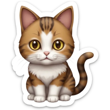 full body small short hair dark brown and white cat with hazel eyes sticker