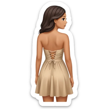 Latina girl back looking away strapless dress sticker
