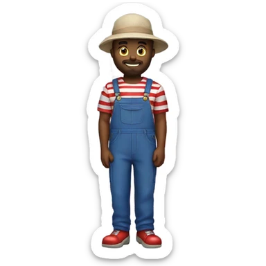 extremely patriotic man wearing american flag overalls, fireworks,  sticker