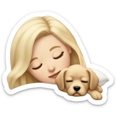 White girl blonde hair sleeping with puppy sticker