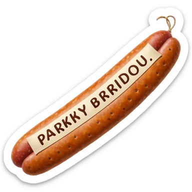 Saucisson avec écris en bas parky bridou sticker