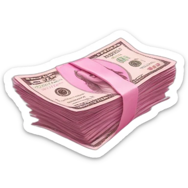 pink money flying  sticker