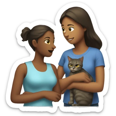 Girl with a cat in her arms is talking to a woman sticker
