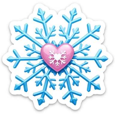 snowflake pink heart color white baby blue and baby pink glitter glow basic realist sticker