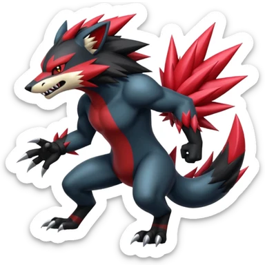 Shiny Badass cool Zeraora-Zoroark-Obstagoon-fusion sticker