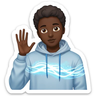 Male profile with casual streetwear clothing elements, radiating creative energy waves, ethereal style inspiration glow sticker