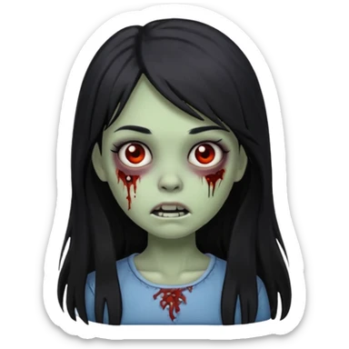 girl zombie long hair side bang ios memoji sticker