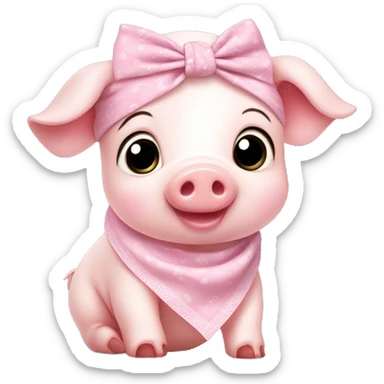 Cute baby pig with light pink bandana and headband ￼ sticker