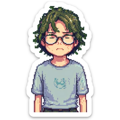 A sweaty bespectacled boy who has just finished a 5K run sticker