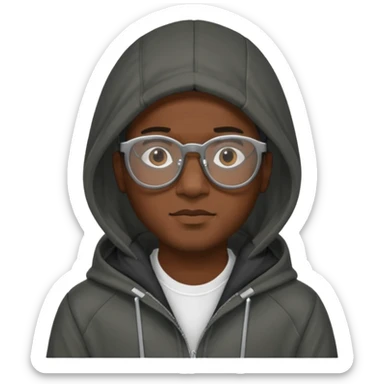 black man in hooded jackets and glasses sticker