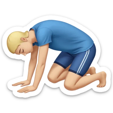 person kneeling down and bowing deeply to the ground, arms and forehead touching the floor, pose expresses apology or deep respect, clear, bold, expressive, standard emoji look sticker