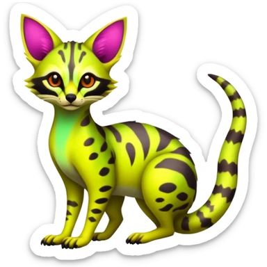  Exotic randomly colored colorful cute neon-colored Fakémon-Fionbri-Vernid-Genet-creature with markings (full body) sticker