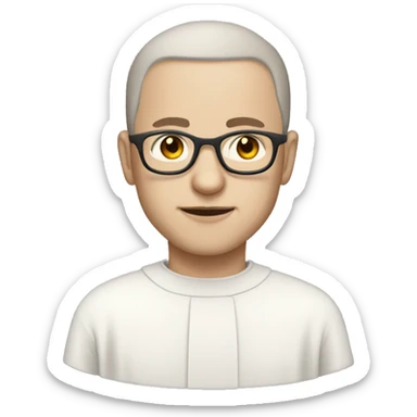 Catholic Monk white habit with dark hair pale skin and glasses sticker