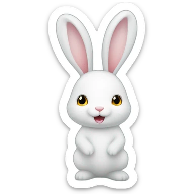 little white bunny in the winter at the New Year's holiday sticker