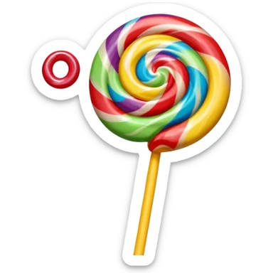 a face licking a colorful swirled lollipop sticker