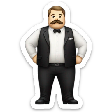 20s gangster full body, white man overweight fat mustache sticker