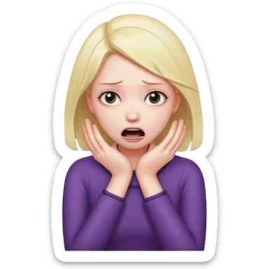 girl with a desperate face strangling herself sticker