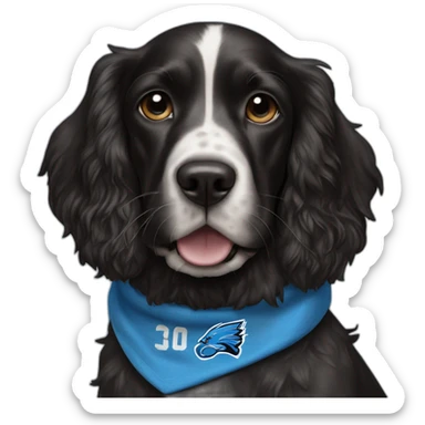 black springer spaniel wearing detroit lions bandana sticker