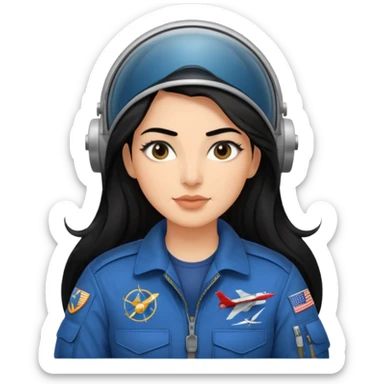 Femme cheveux long noir travaille dans le domaine de l'aéronautique gros sourcils haut du corps sticker