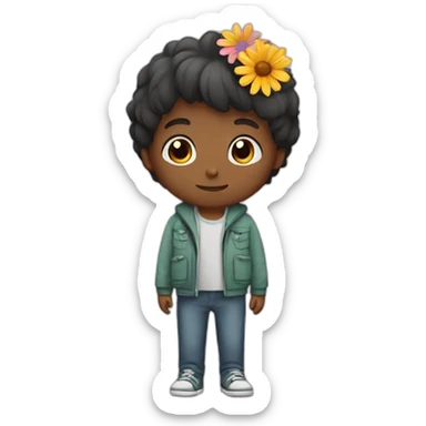 Boy saying sorry with flowers  sticker