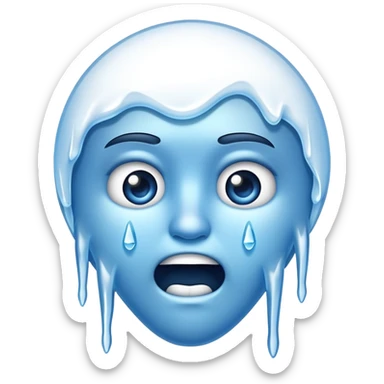 the cold freezing grimacing face emoji but icicles coming from its mouth sticker