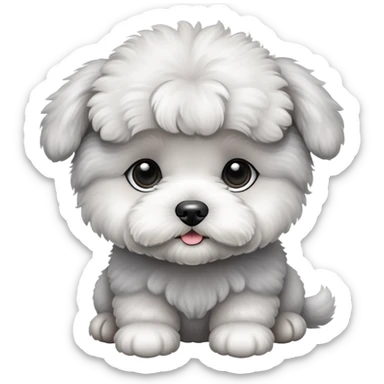 Gray Bichon Frise puppy sticker