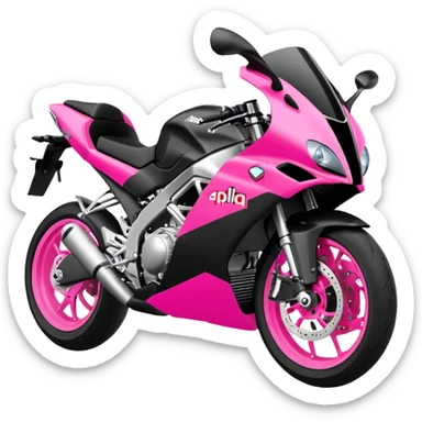 moto sportiva con scritta aprilia nera e solo avanti rosa fluorescente  sticker